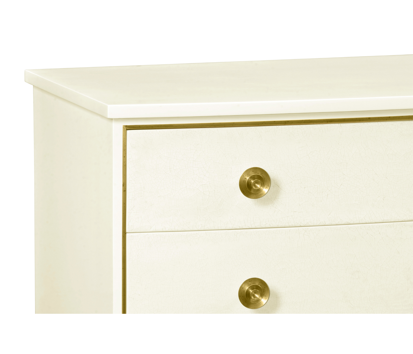 Ivory & Crackle Ceramic Lacquered Chest of Four Drawers