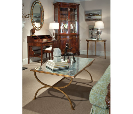 Oval antique gold mirror (Églomisé)