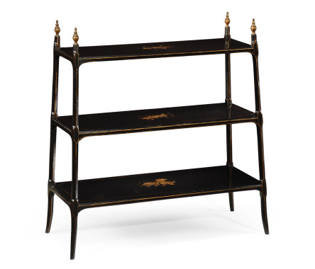 Regency Style Black Three-Tier Étagère (Large)