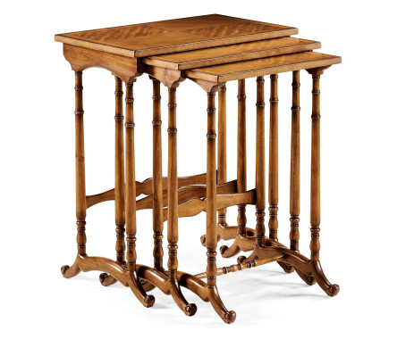 Satinwood nest of three tables
