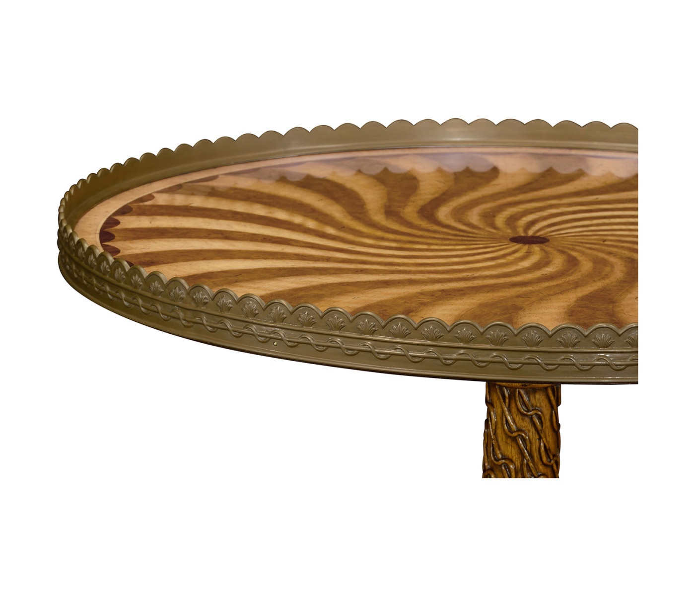 Spiral inlay lamp table
