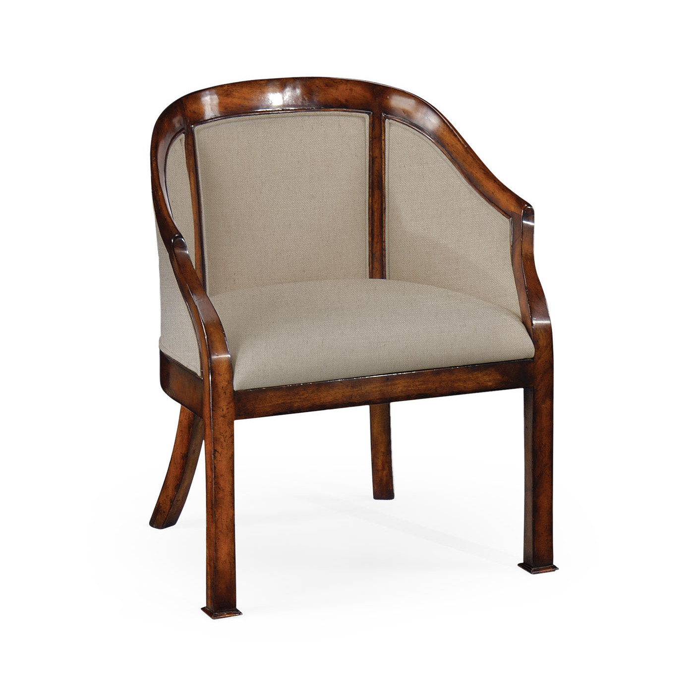 Plain upholstery walnut salon tub chair