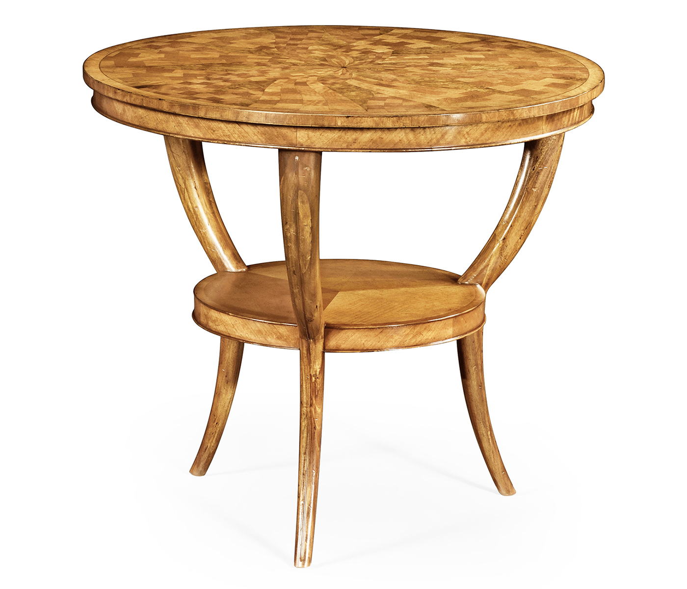 Two-tier marquetry centre table