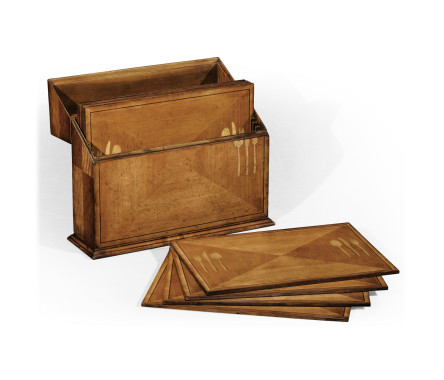 Rectangular Satinwood & Cutlery Inlay Placemat Box