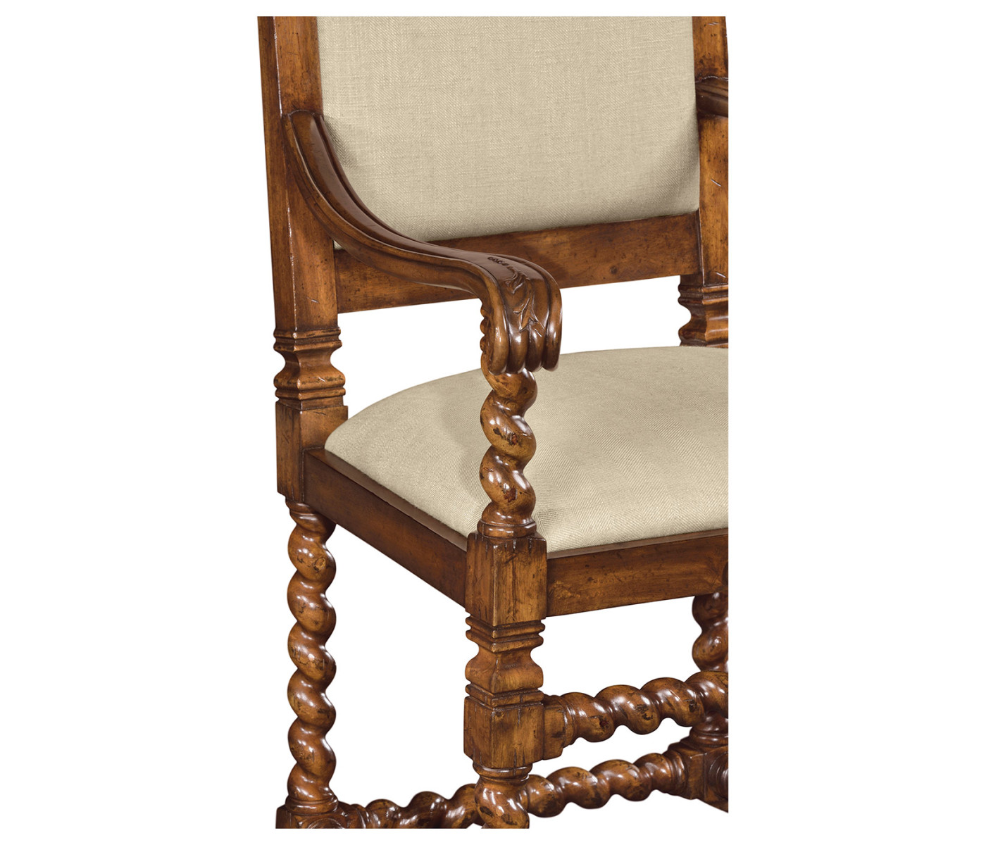 Carolean Style Arm Chair with Upholstered Back