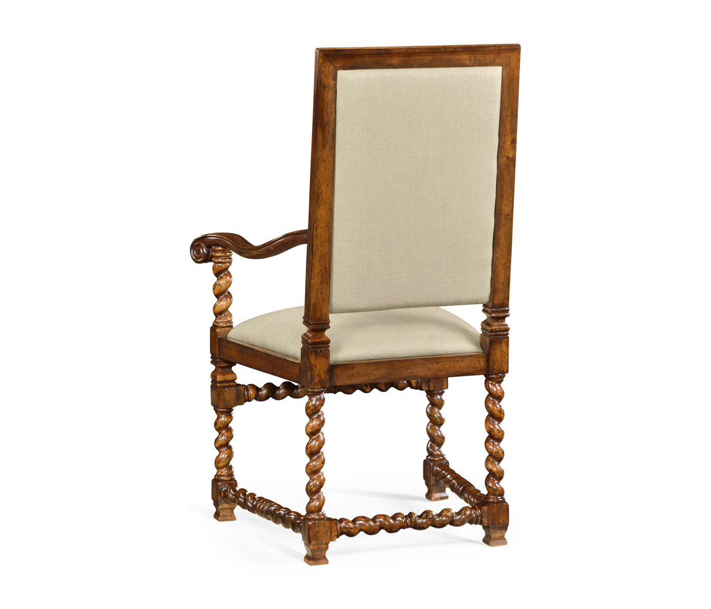Carolean Style Arm Chair with Upholstered Back