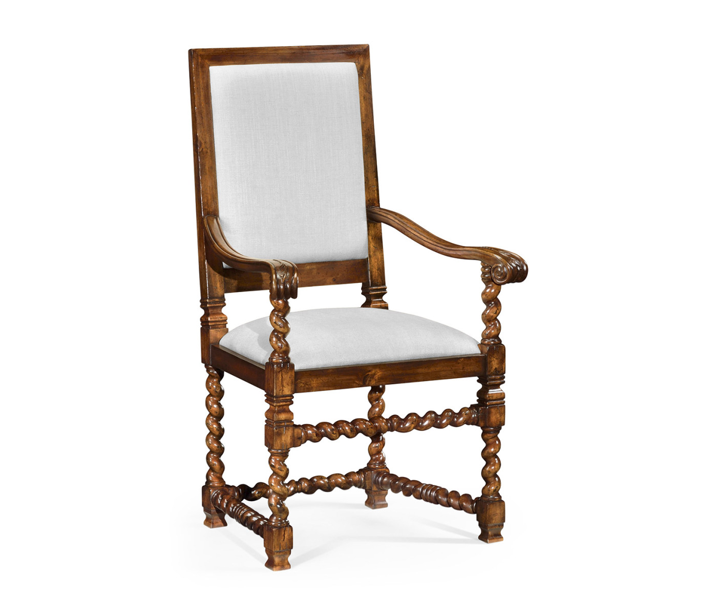 Carolean Style Arm Chair with Upholstered Back