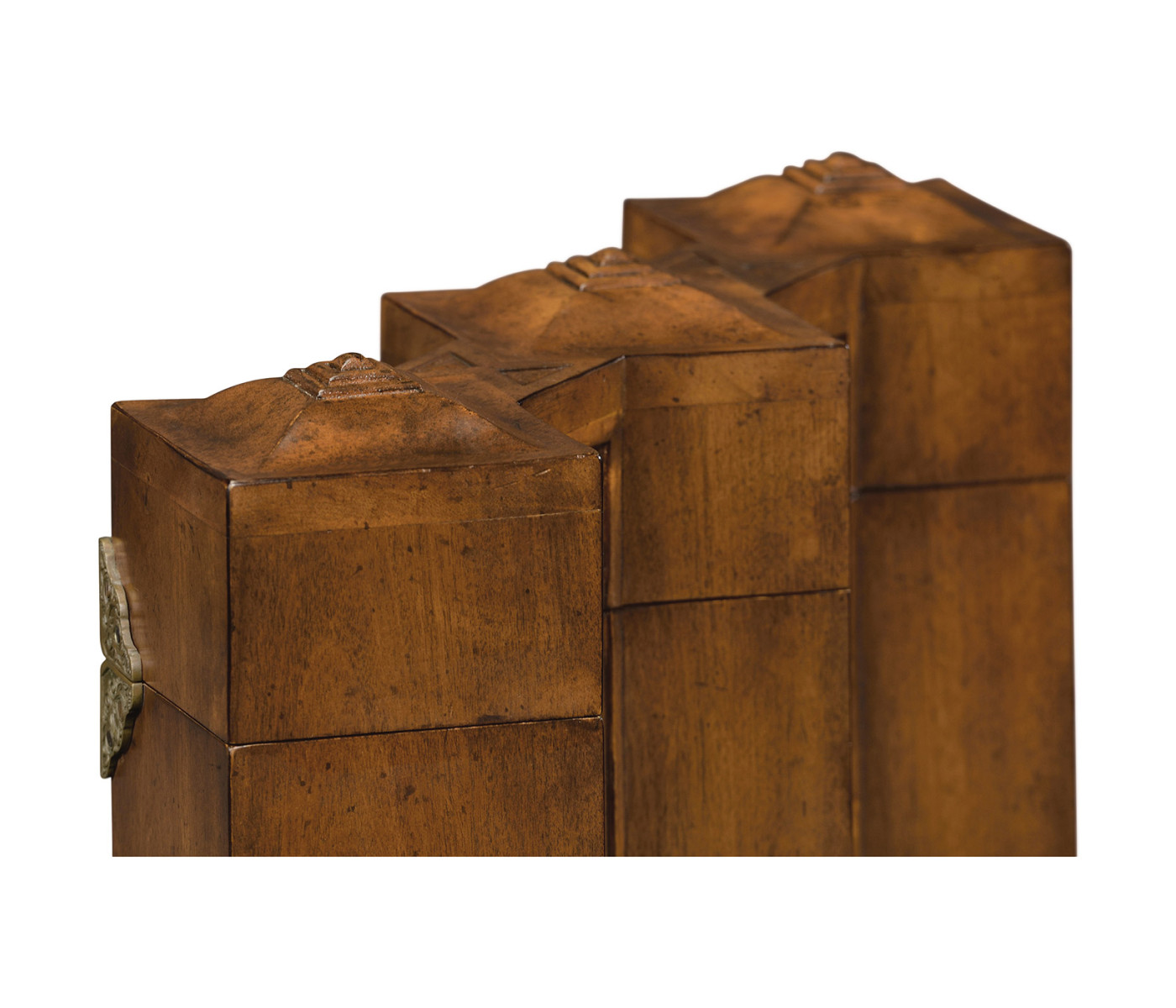 Triple Glass Decanters Set in Conjoined Square Cases