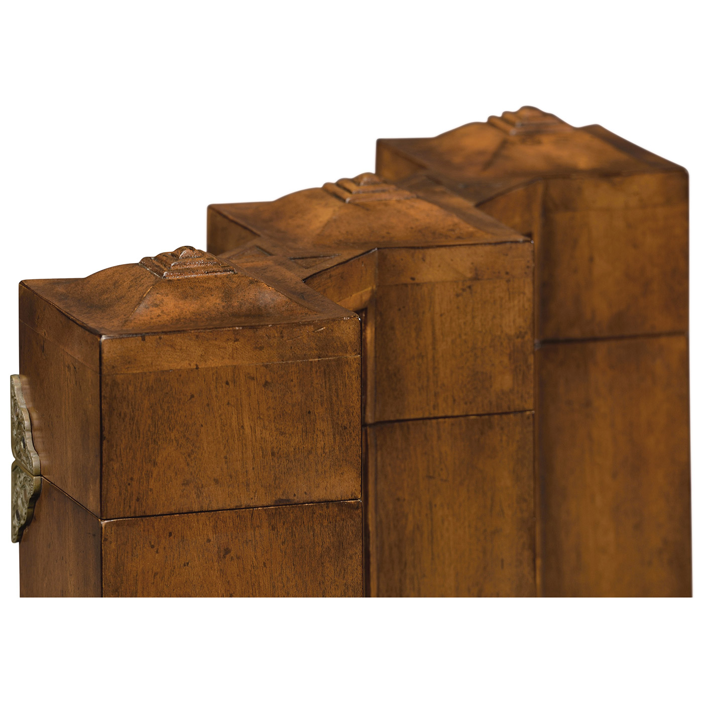 Triple Glass Decanters Set in Conjoined Square Cases