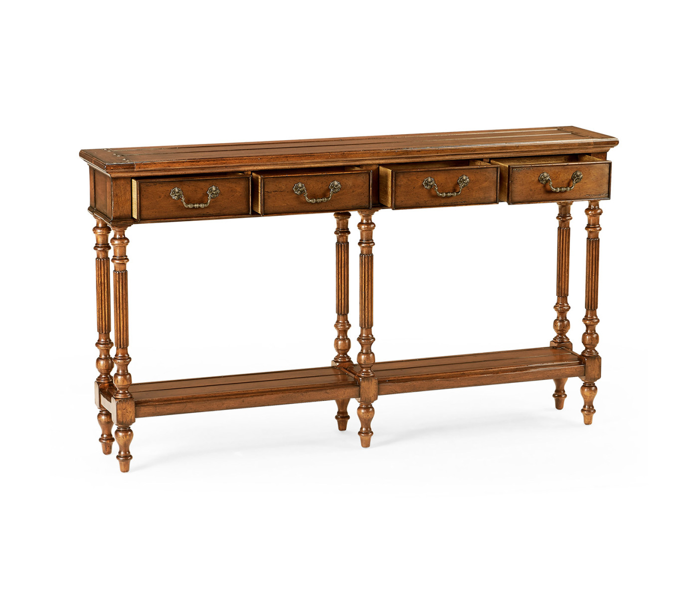 Narrow Walnut Console Antique Finish