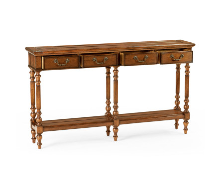 Narrow Walnut Console Antique Finish