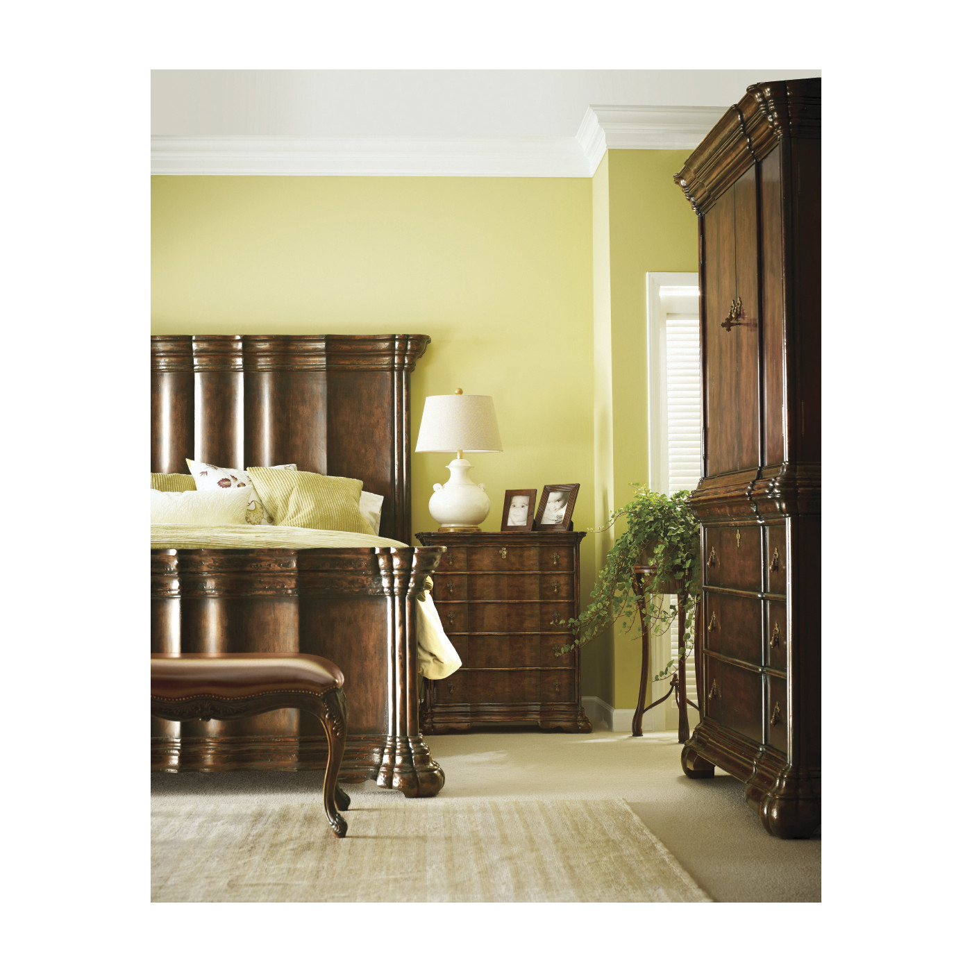 French Provincial Pale Green Bench