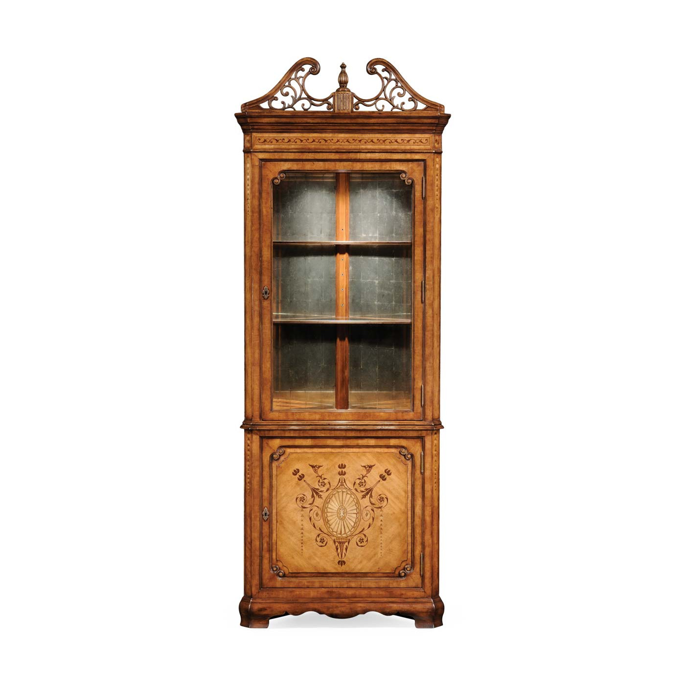 Satinwood Glazed Corner Cabinet