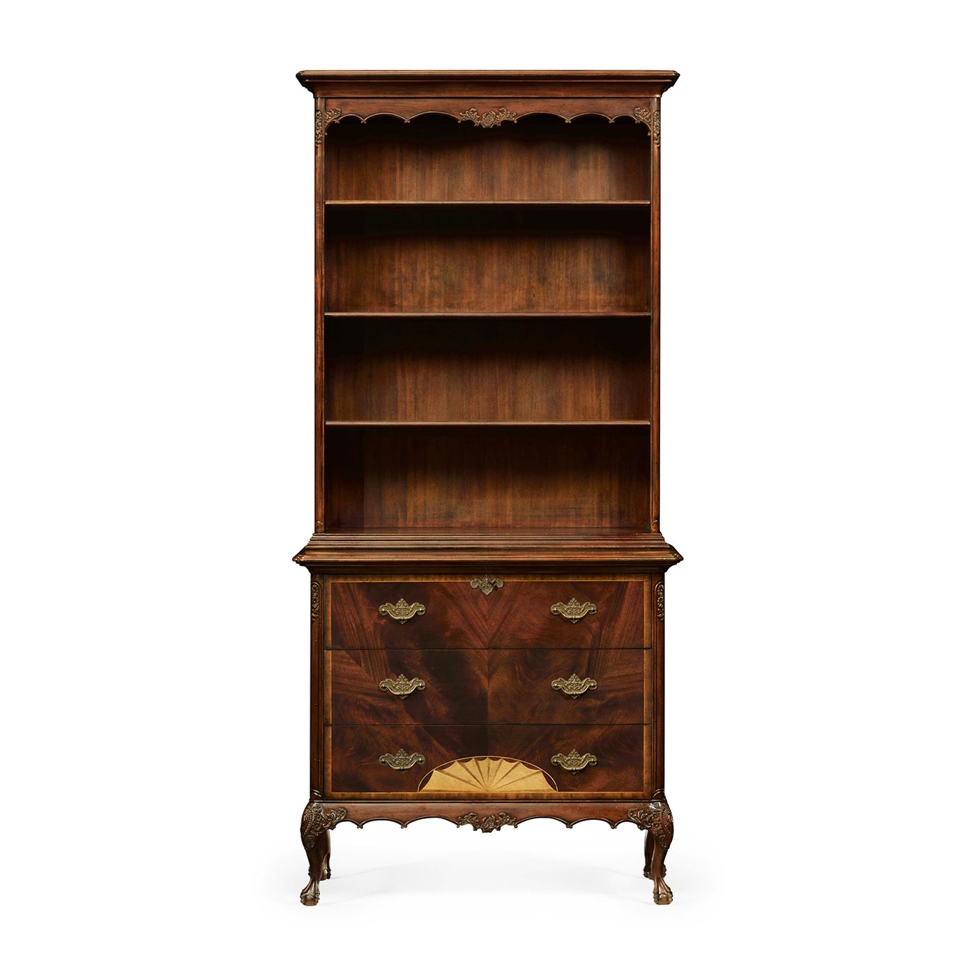 Tall Mahogany Bookcase on Chest