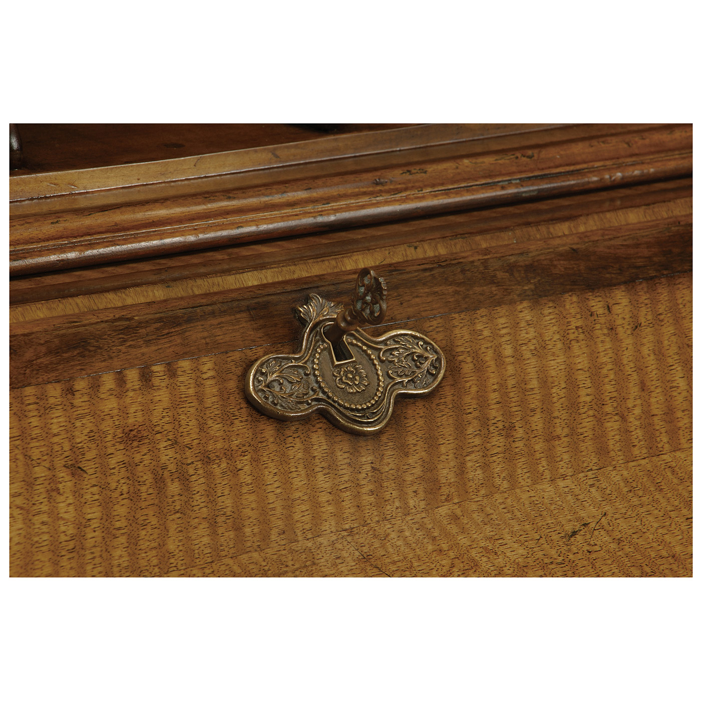 Queen Anne Light Walnut Bureau Cabinet with Panelled Doors