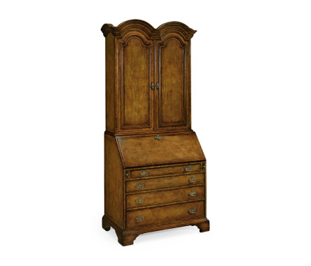 Queen Anne Light Walnut Bureau Cabinet with Panelled Doors