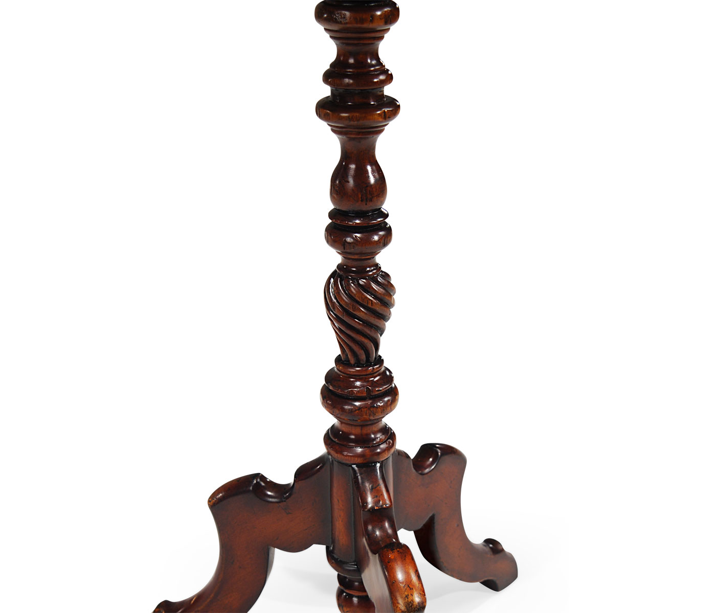 Walnut Floor Standing Candlestick with Angular Tripod Base