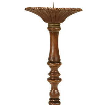 Walnut Floor Standing Candlestick with Angular Tripod Base