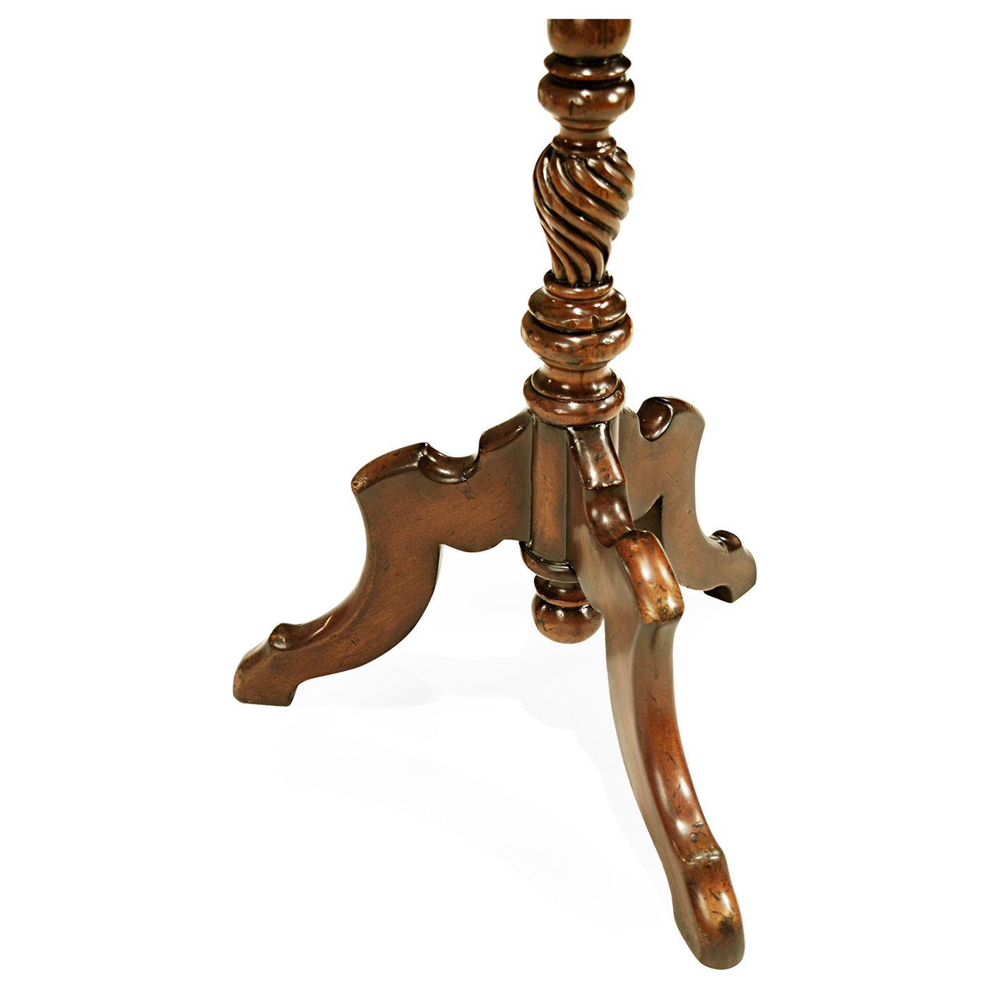 Walnut Floor Standing Candlestick with Angular Tripod Base