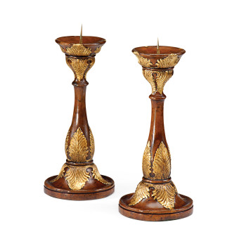 Pair of Walnut & Gilt Neo-Classical Candlesticks