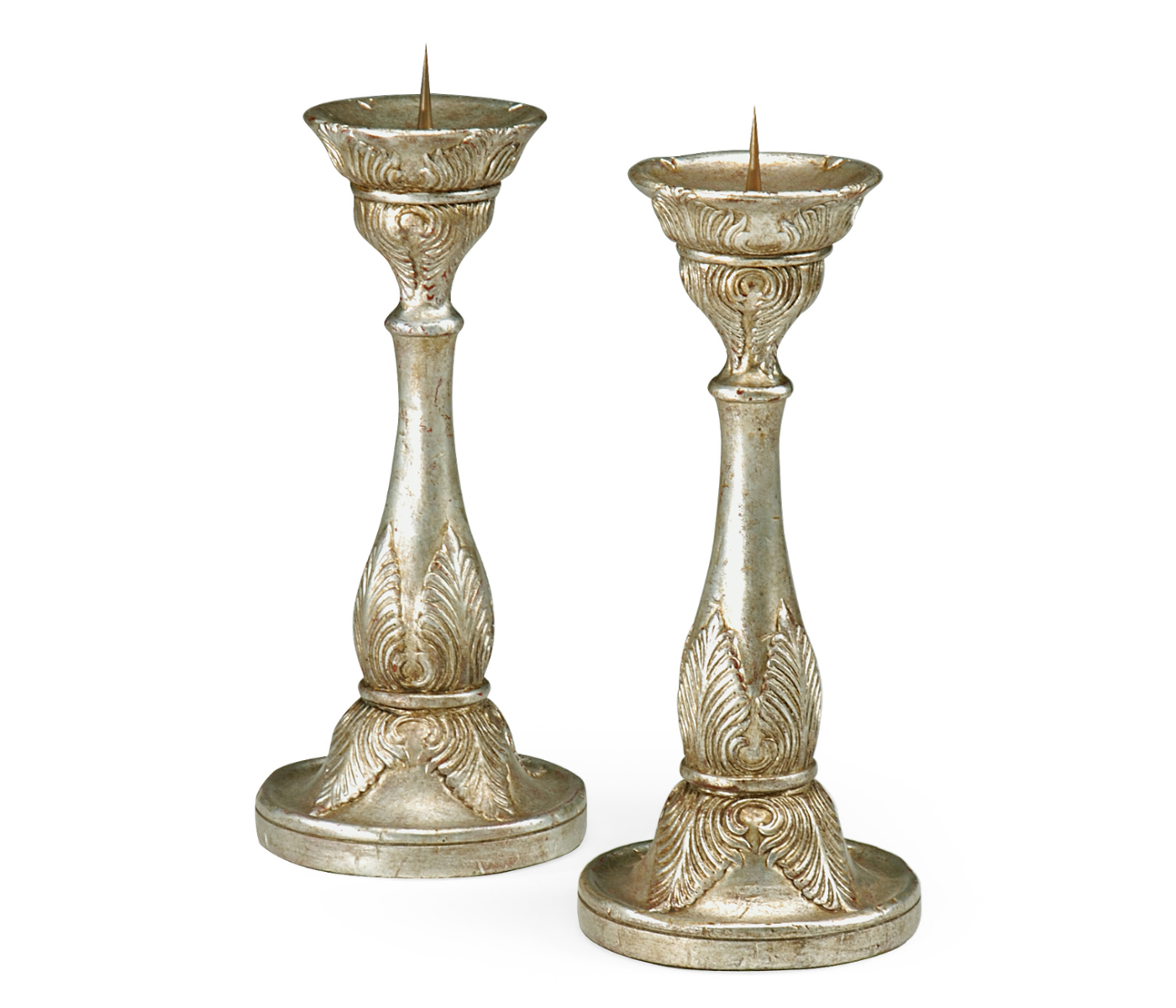 Pair of Walnut & Silver-Gilt Neo-Classical Candlesticks