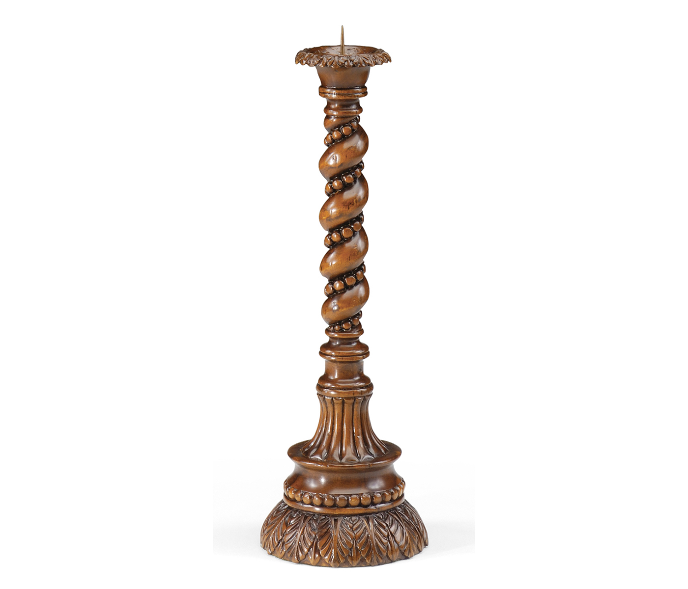 Pair of Twisted Column Candlesticks with Heavily Carved Bases