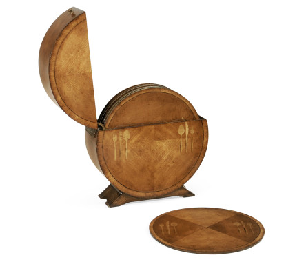 Circular Satinwood & Cutlery Inlay Placemat Box