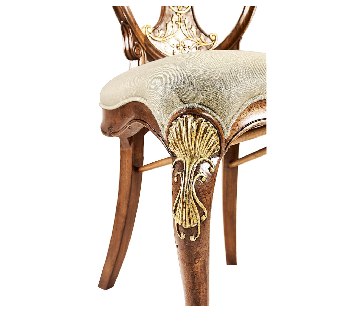 Sheraton Style Walnut & Gilded Oval Back Side Chair