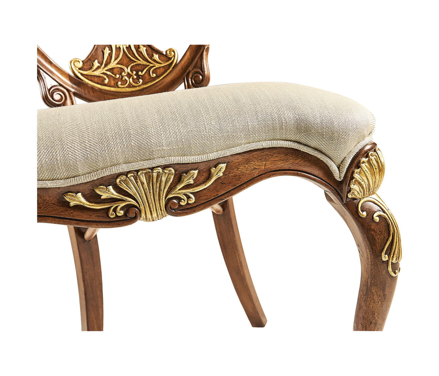 Sheraton Style Walnut & Gilded Oval Back Side Chair