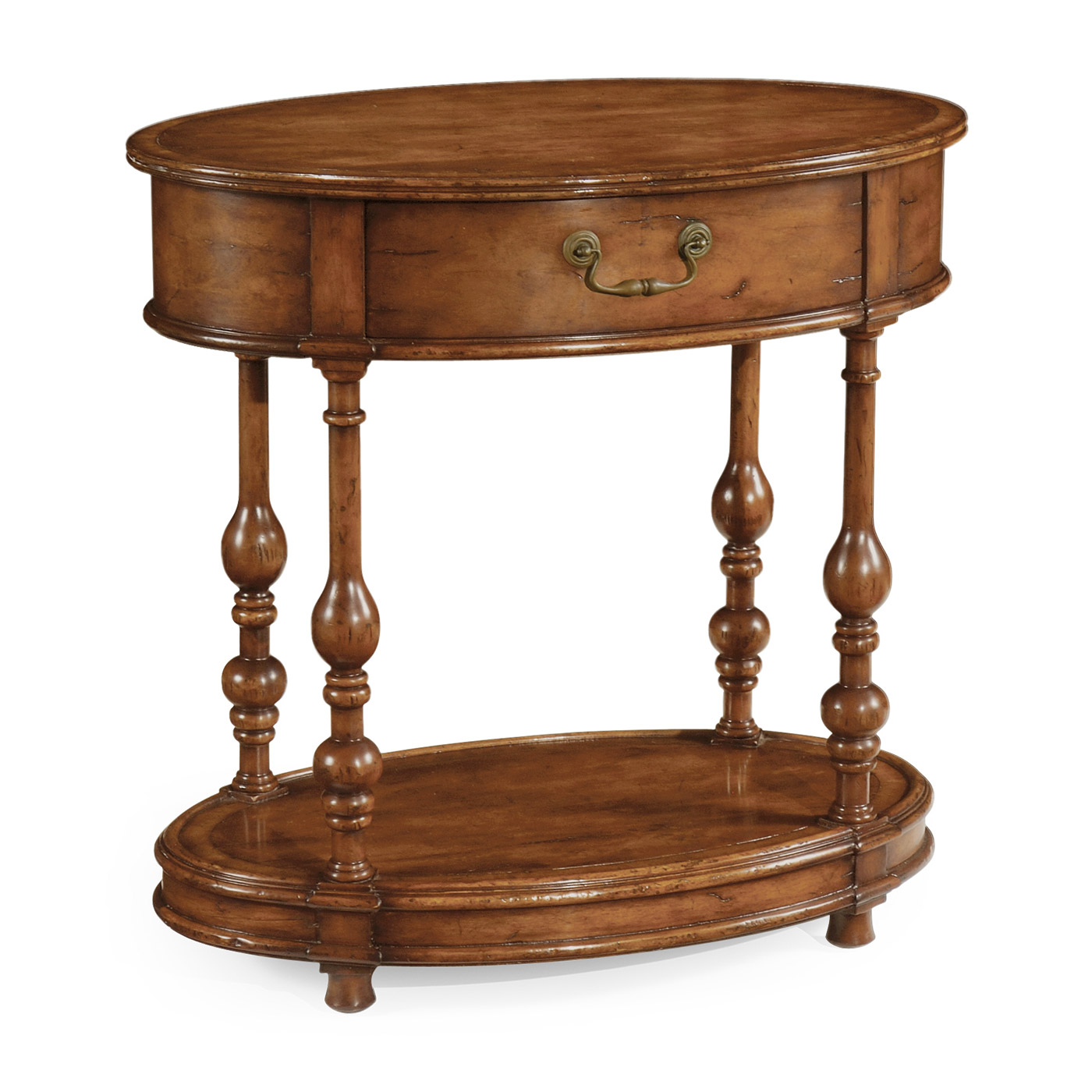 Oval walnut side table