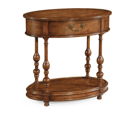 Oval walnut side table