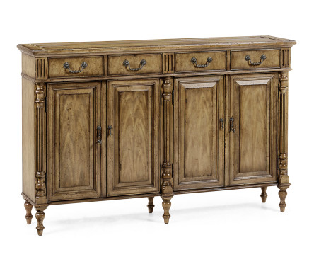 Casual Double Narrow Medium Driftwood Cabinet with Twin Cupboards