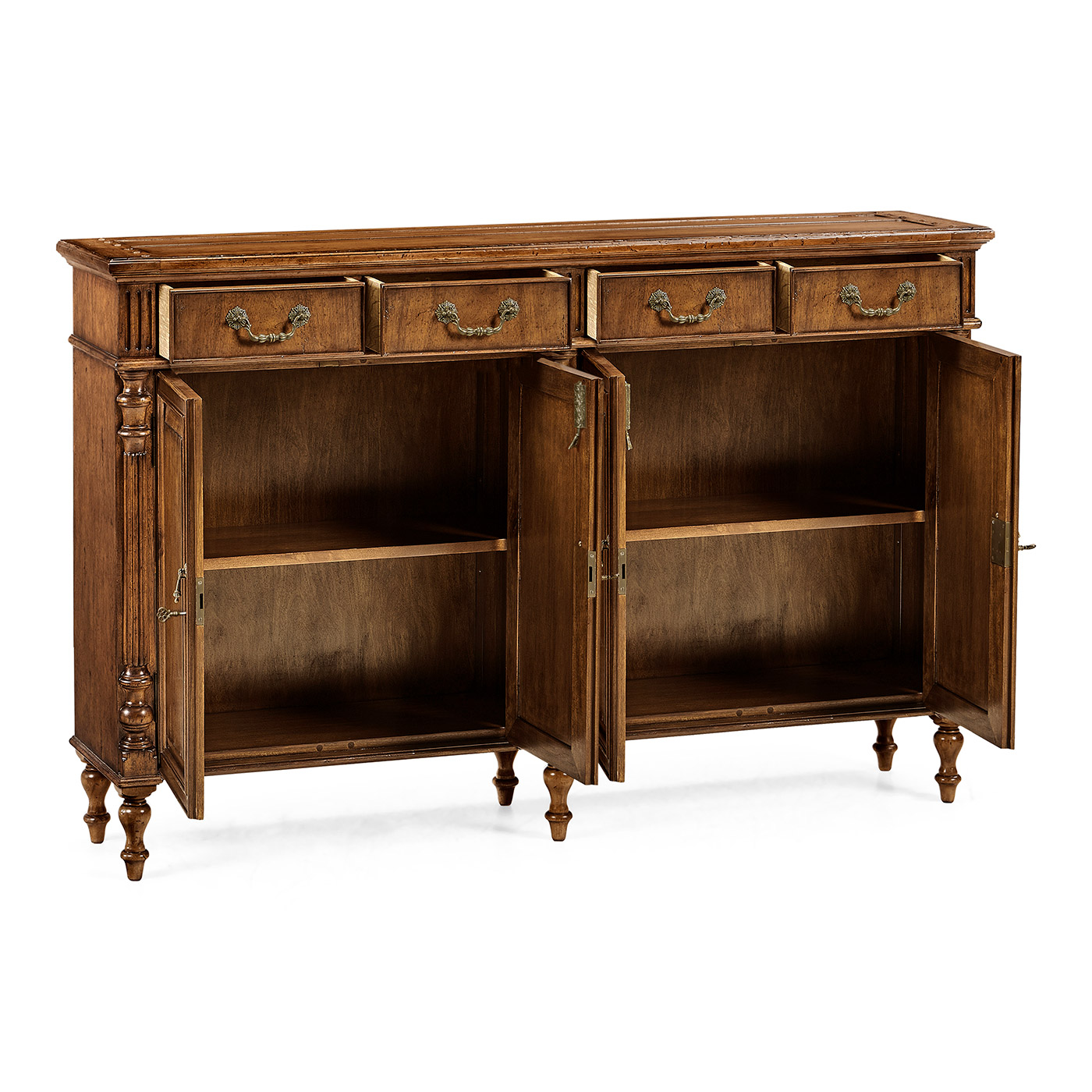 Traditional Double Narrow Cabinet with Twin Cupboards