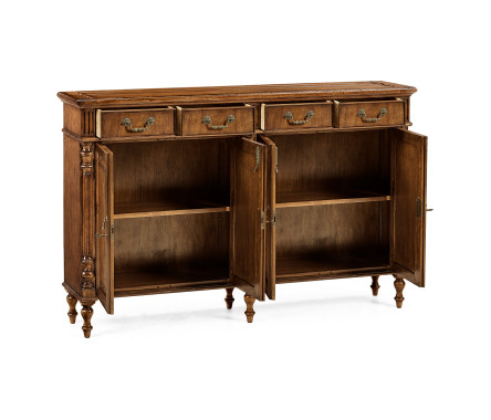 Traditional Double Narrow Cabinet with Twin Cupboards