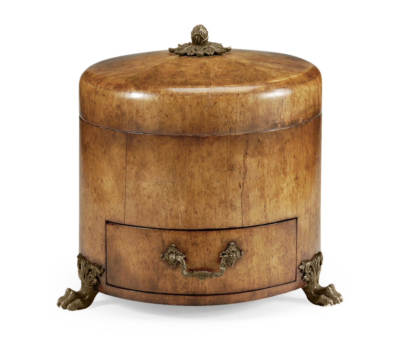 Round Masur Birch Jewellery Box
