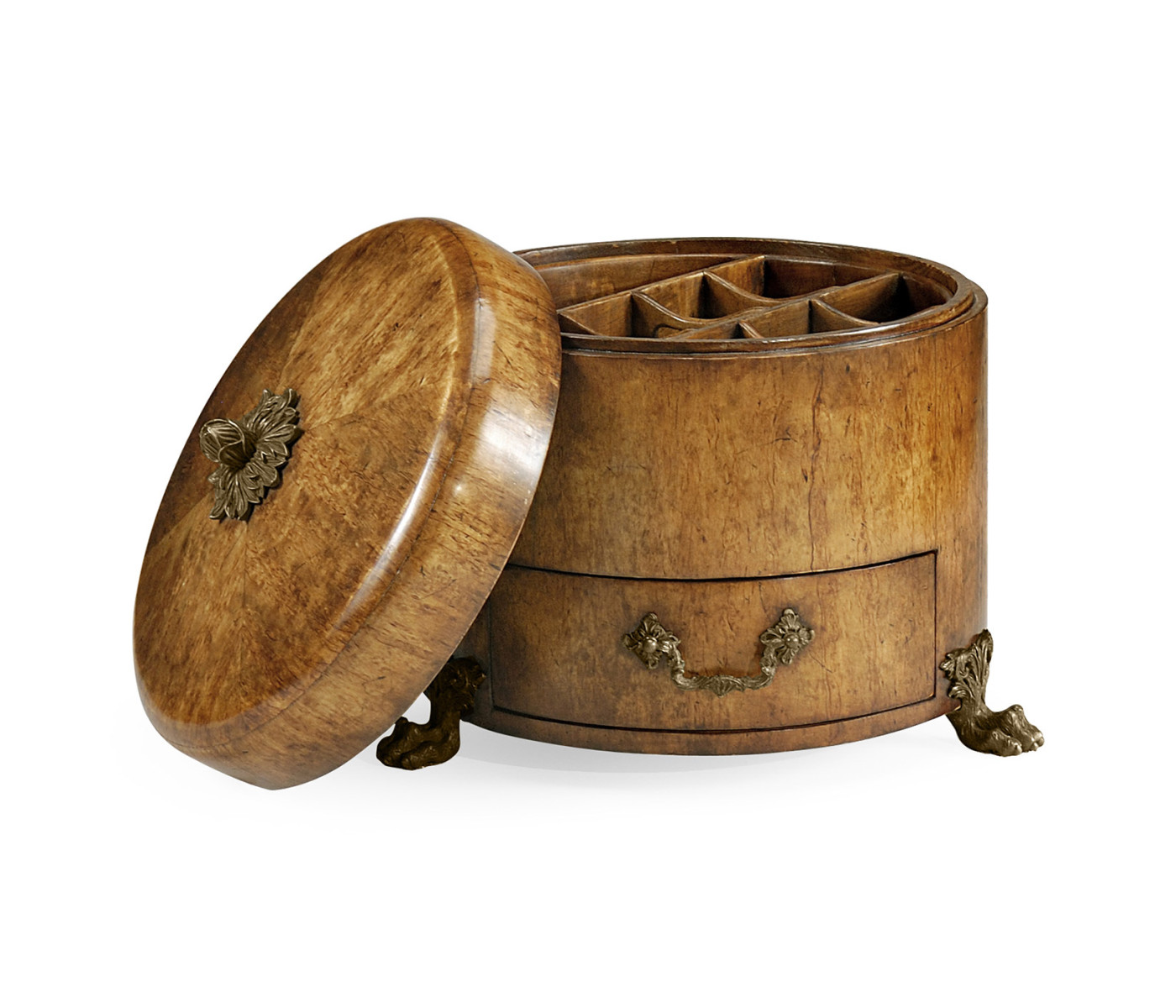 Round Masur Birch Jewellery Box