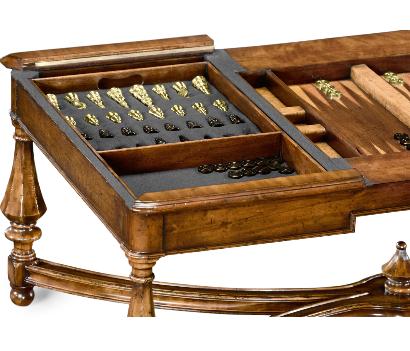 Rectangular walnut games coffee table