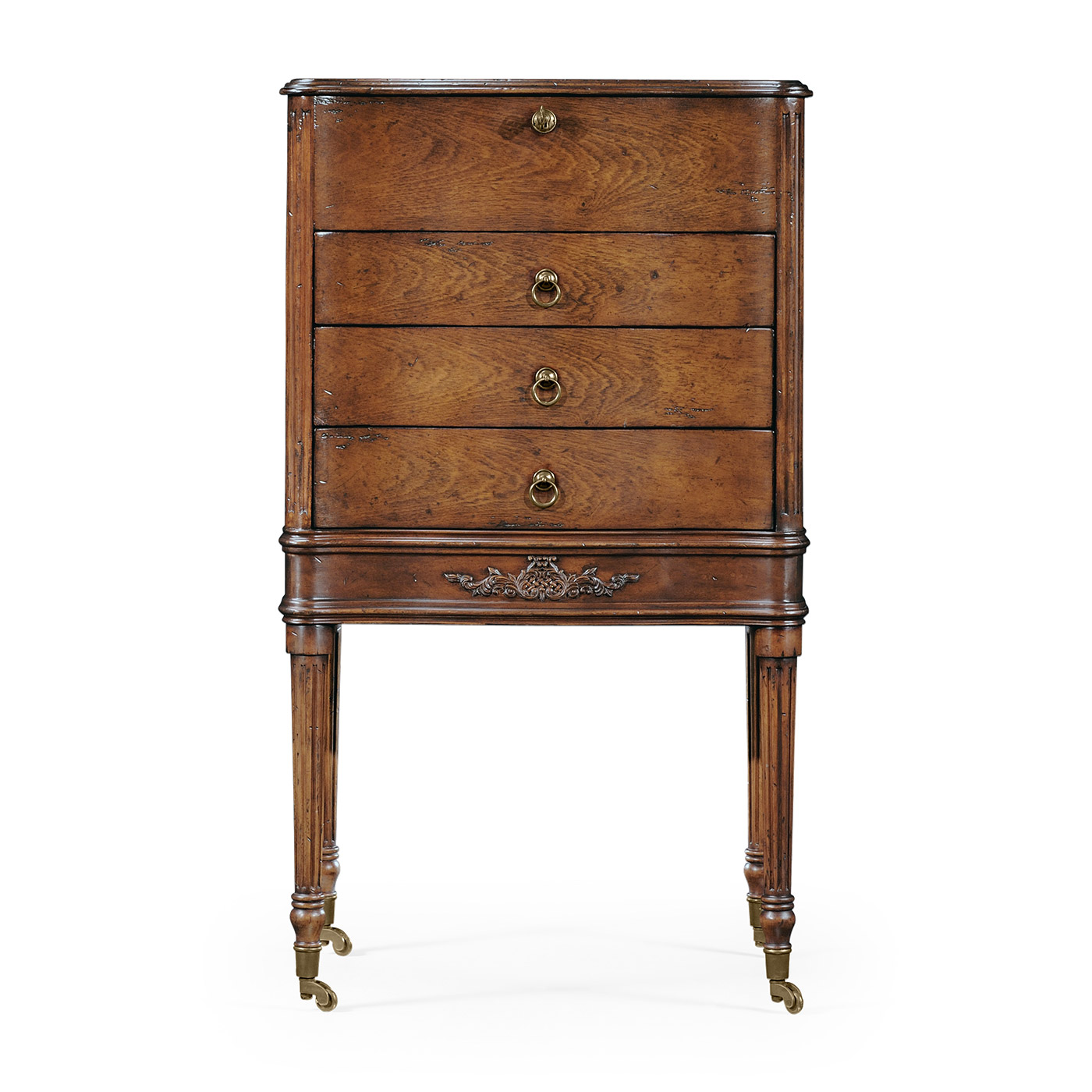 Walnut Chest or Collectors Cabinet on Stand