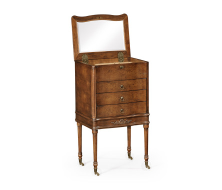 Walnut Chest or Collectors Cabinet on Stand