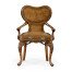 George I style walnut kidney desk chair with medium antique chestnut leather
