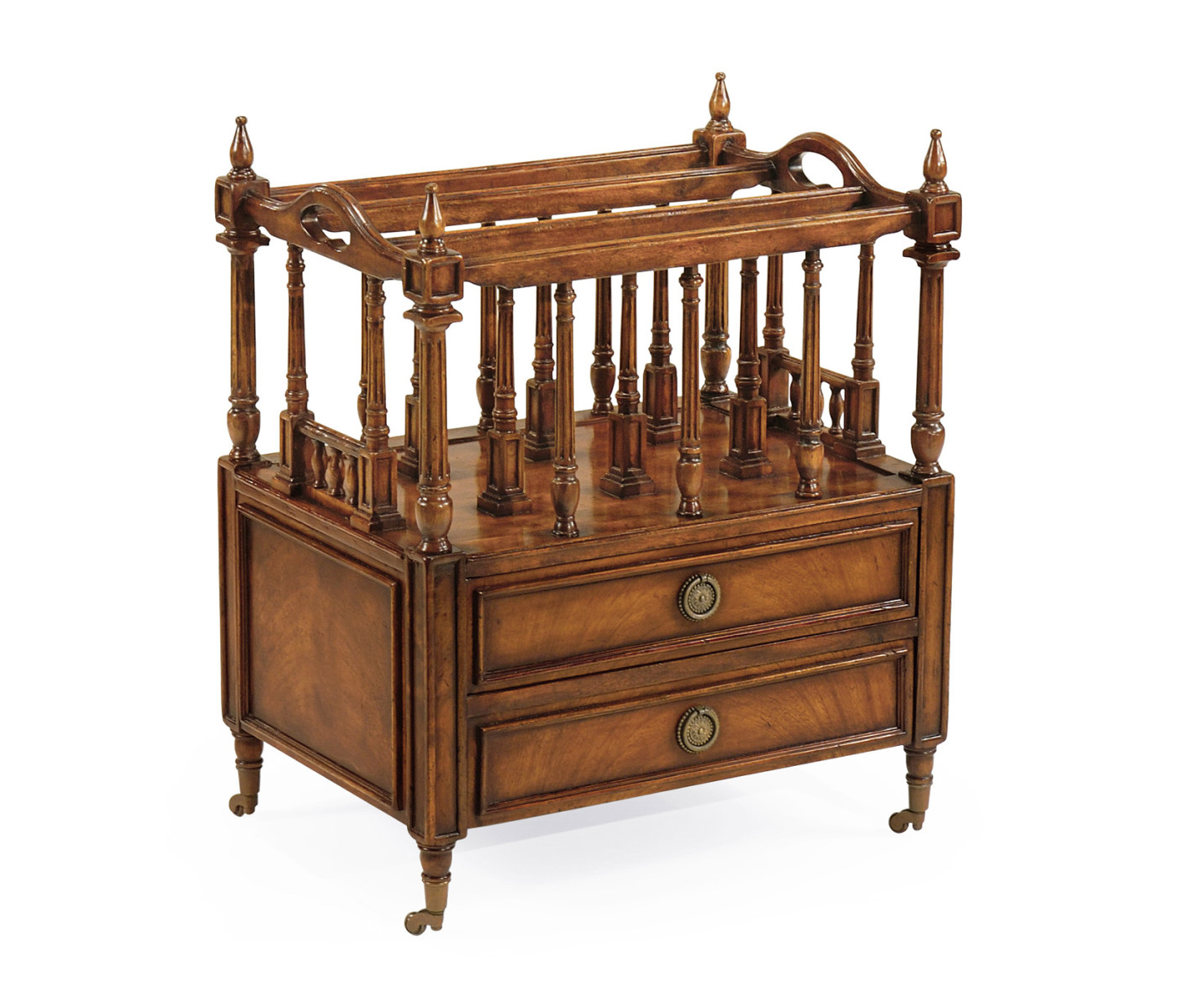 Walnut Canterbury with Two Drawers