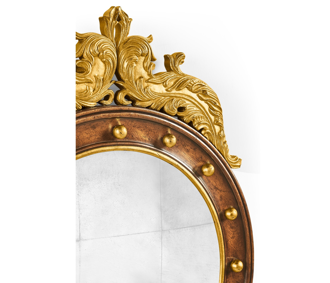 Regency walnut & gilt round convex églomisé mirror (Small)