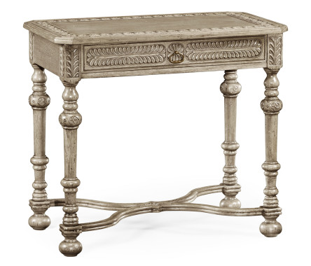 Chip Carved Grey Oak Rectangular Side Table