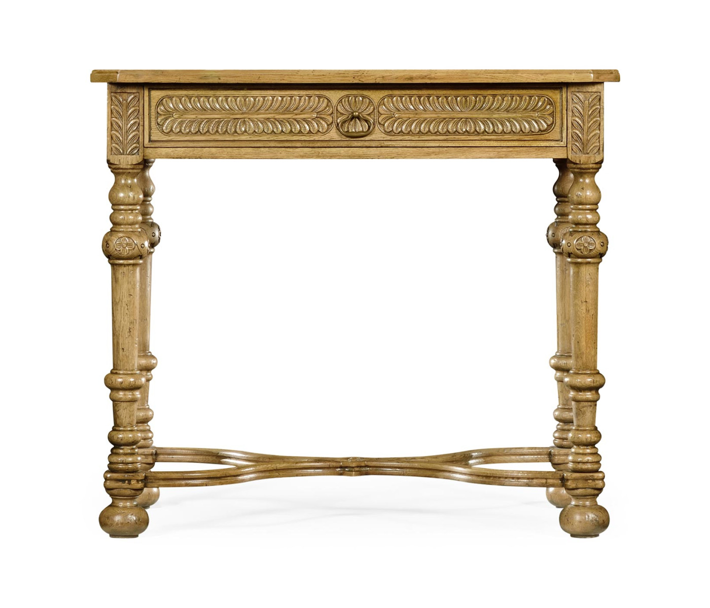 Chip Carved Natural Oak Rectangular Side Table