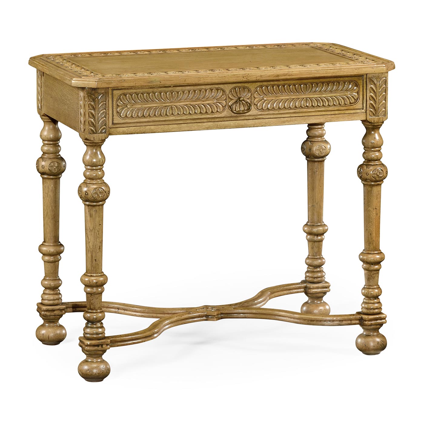 Chip Carved Natural Oak Rectangular Side Table