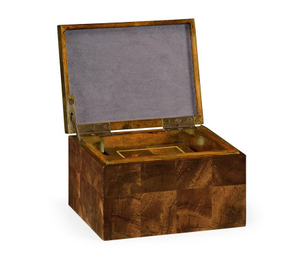 Rectangular Patchwork Mahogany Drink Coasters Box