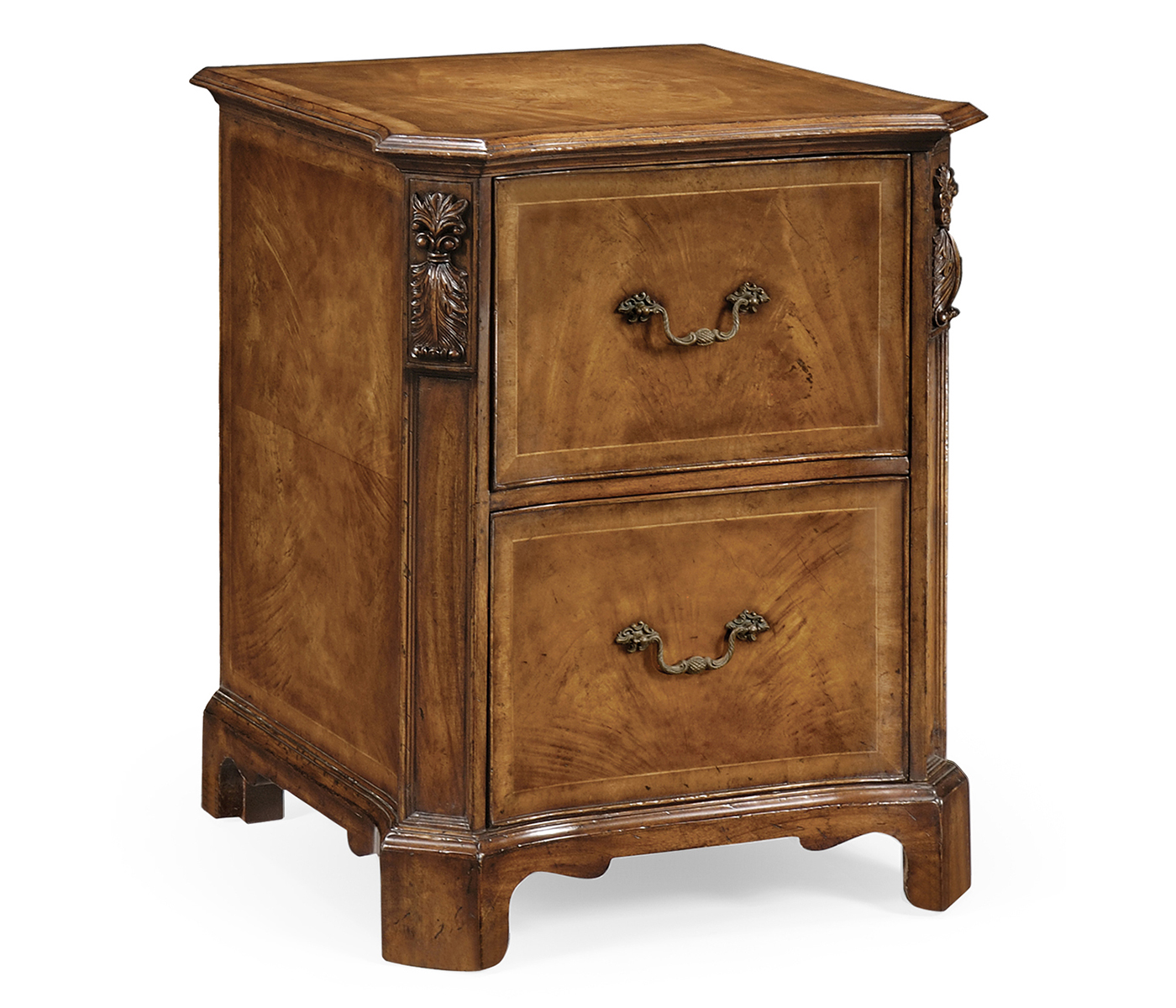 Two drawer filing cabinet with angled sides