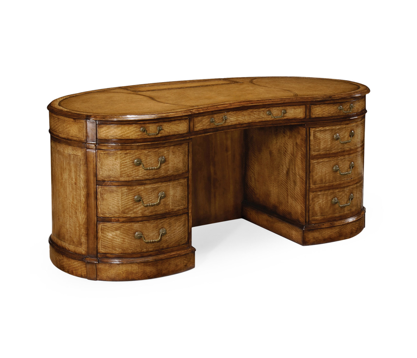Walnut kidney pedestal desk