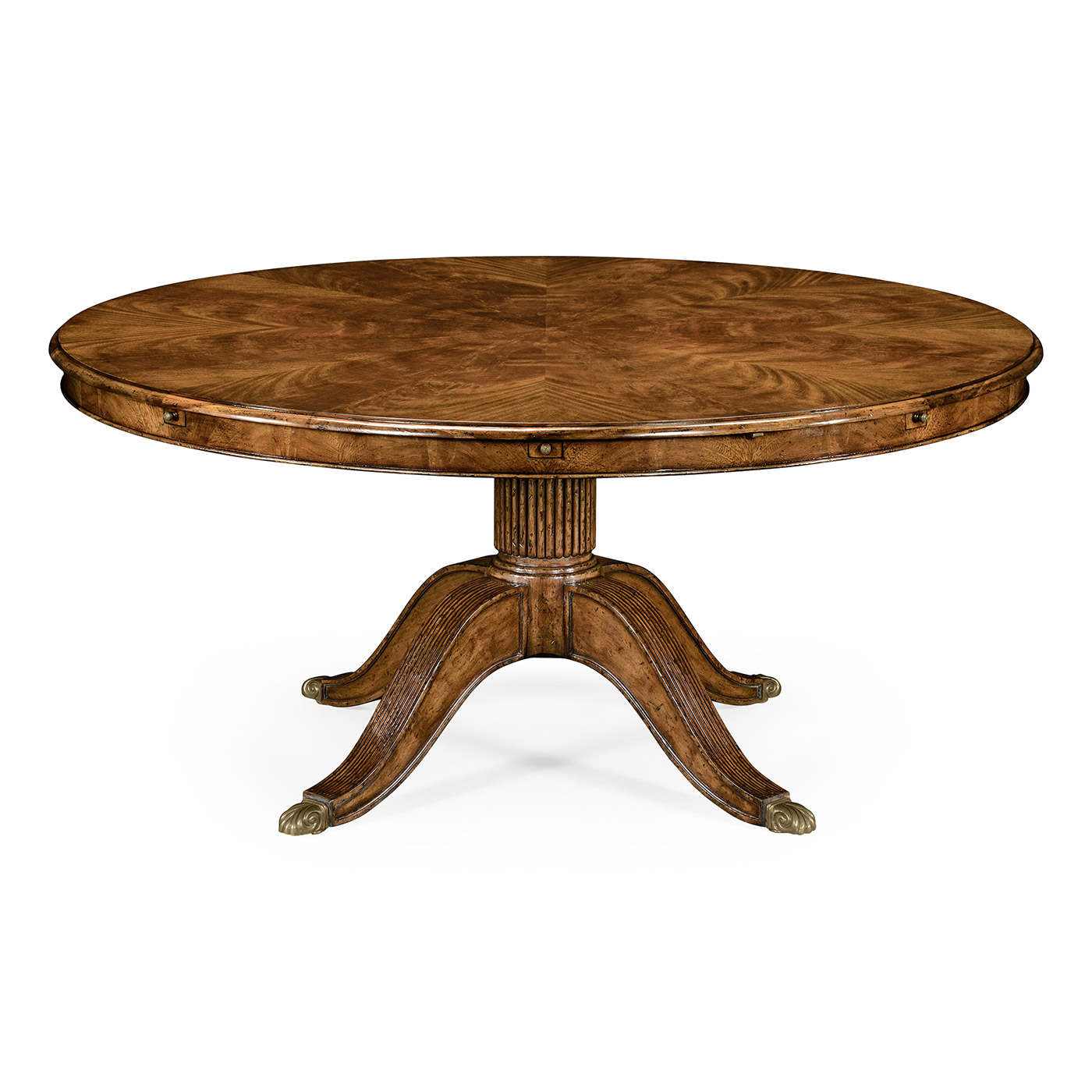 Walnut Extending Circular Dining Table with Storage Cabinet for Leaves 66