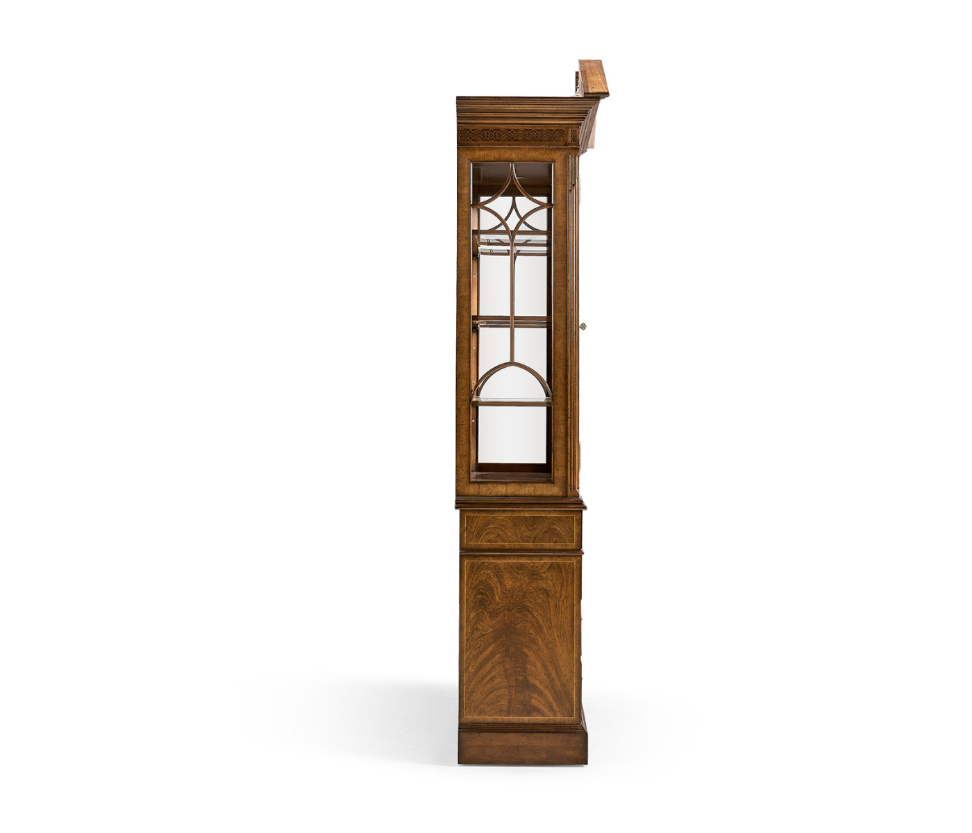 Walnut Glazed Display Cabinet with Drawers